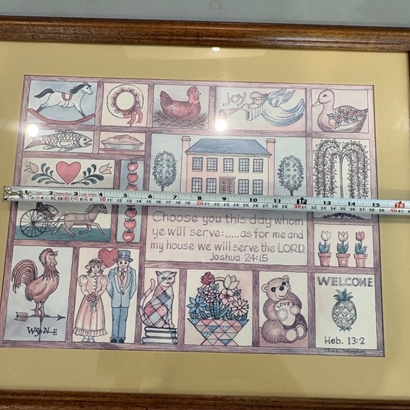 Vintage Charles Humphrey Me & My House Serve the Lord Collage Print Framed 20x16 - Picture 10 of 11